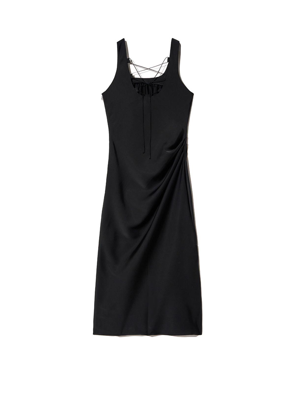 기준(KIJUN) Satin Back Tied Long Dress Black