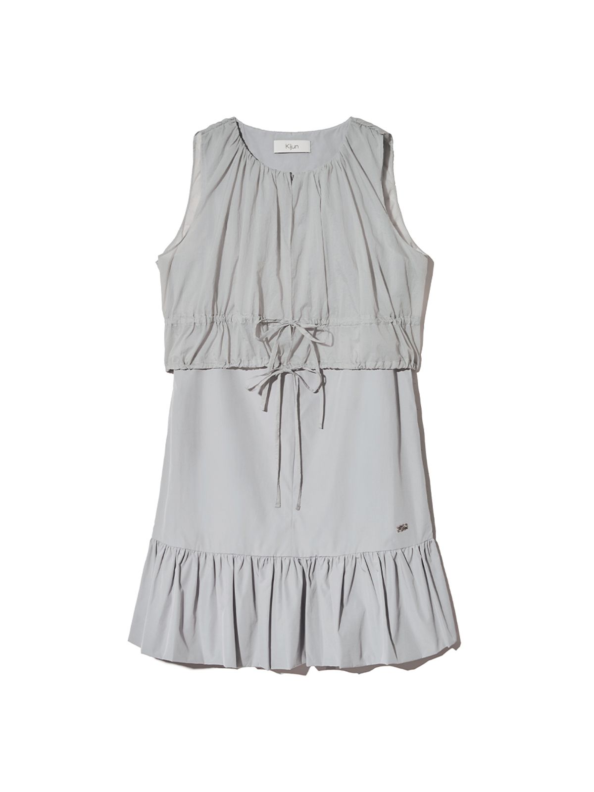 기준(KIJUN) Sheer Layered Mini Dress Grey