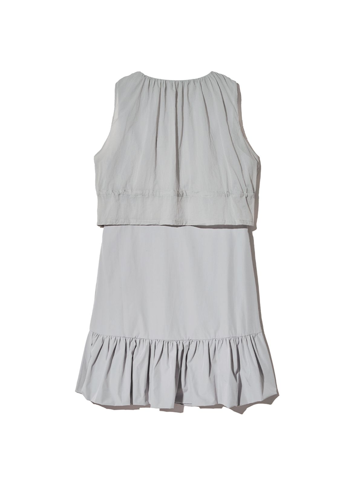 기준(KIJUN) Sheer Layered Mini Dress Grey