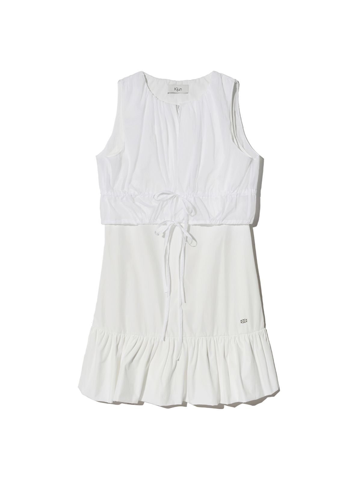 기준(KIJUN) Sheer Layered Mini Dress Off-White