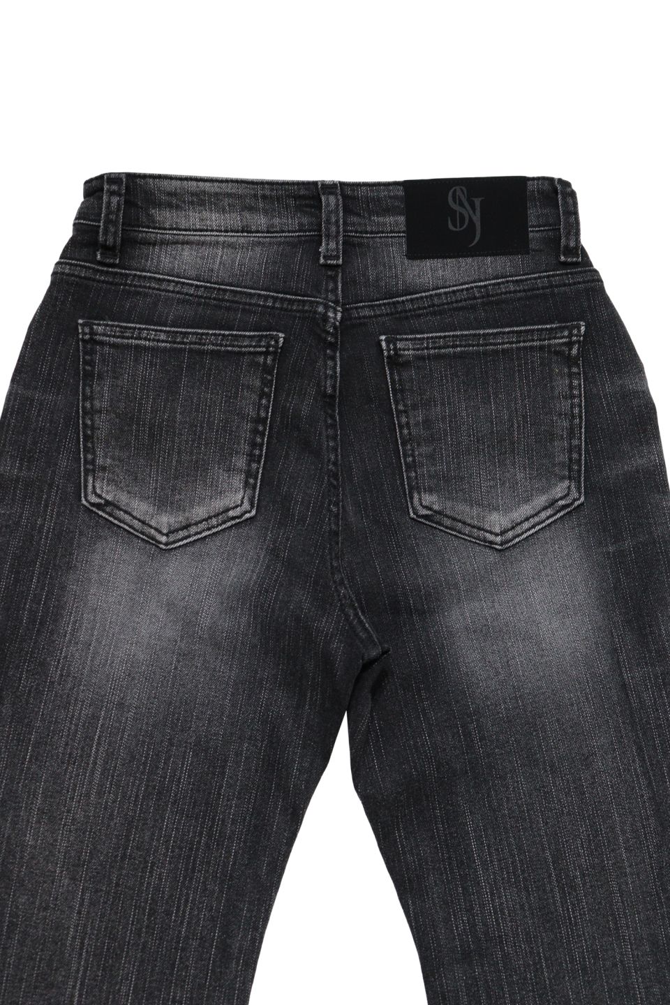 MUSINSA公式 | SYNERJYN SLUB CAT WASHING DENIM PANTS BLACK