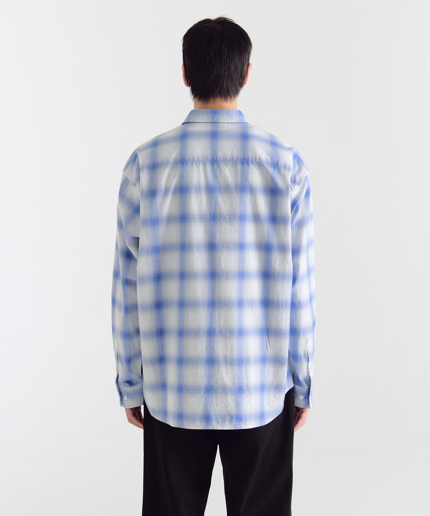 ★MUSINSA STANDARD★ Relaxed ombre check shirt white blue MM MUSINSA | MUSINSA STANDARD Relaxed Ombre Check Shirt [White
