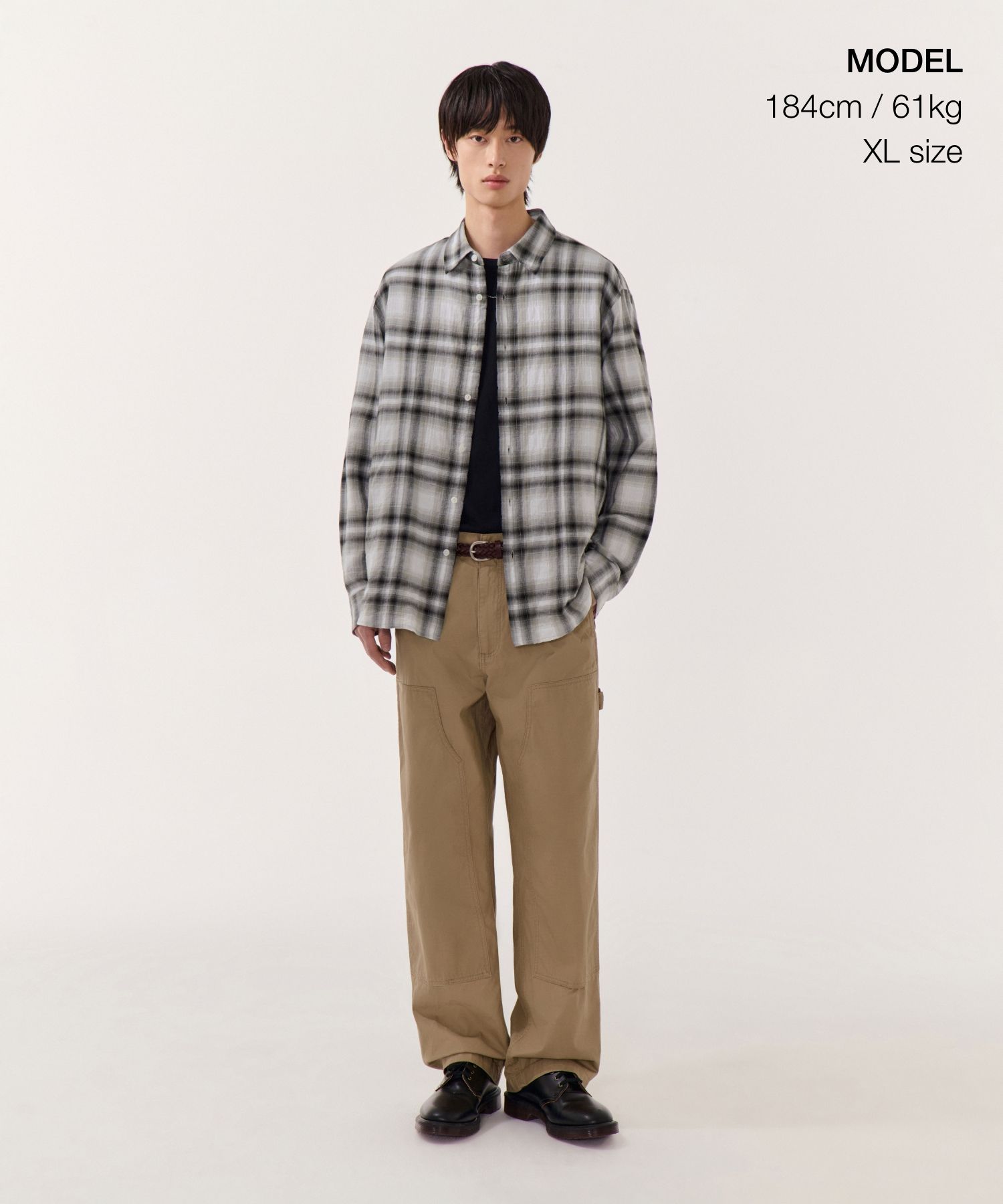 ★MUSINSA STANDARD★ Relaxed crinkle ombre check shirt white MUSINSA | MUSINSA STANDARD Relaxed Crinkle Ombre Check Shirt
