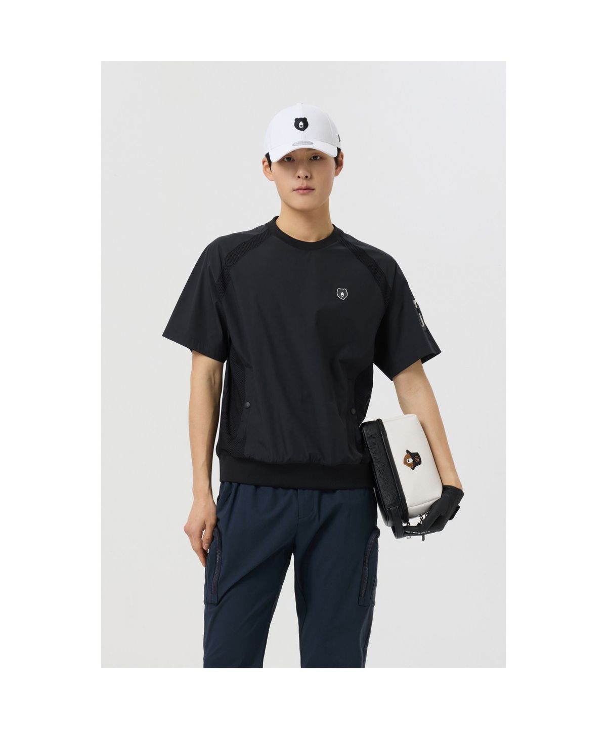 골든베어(GOLDEN BEAR) Stretchable Nylon Crewneck Sweatshirt_G4TAM25221BKX
