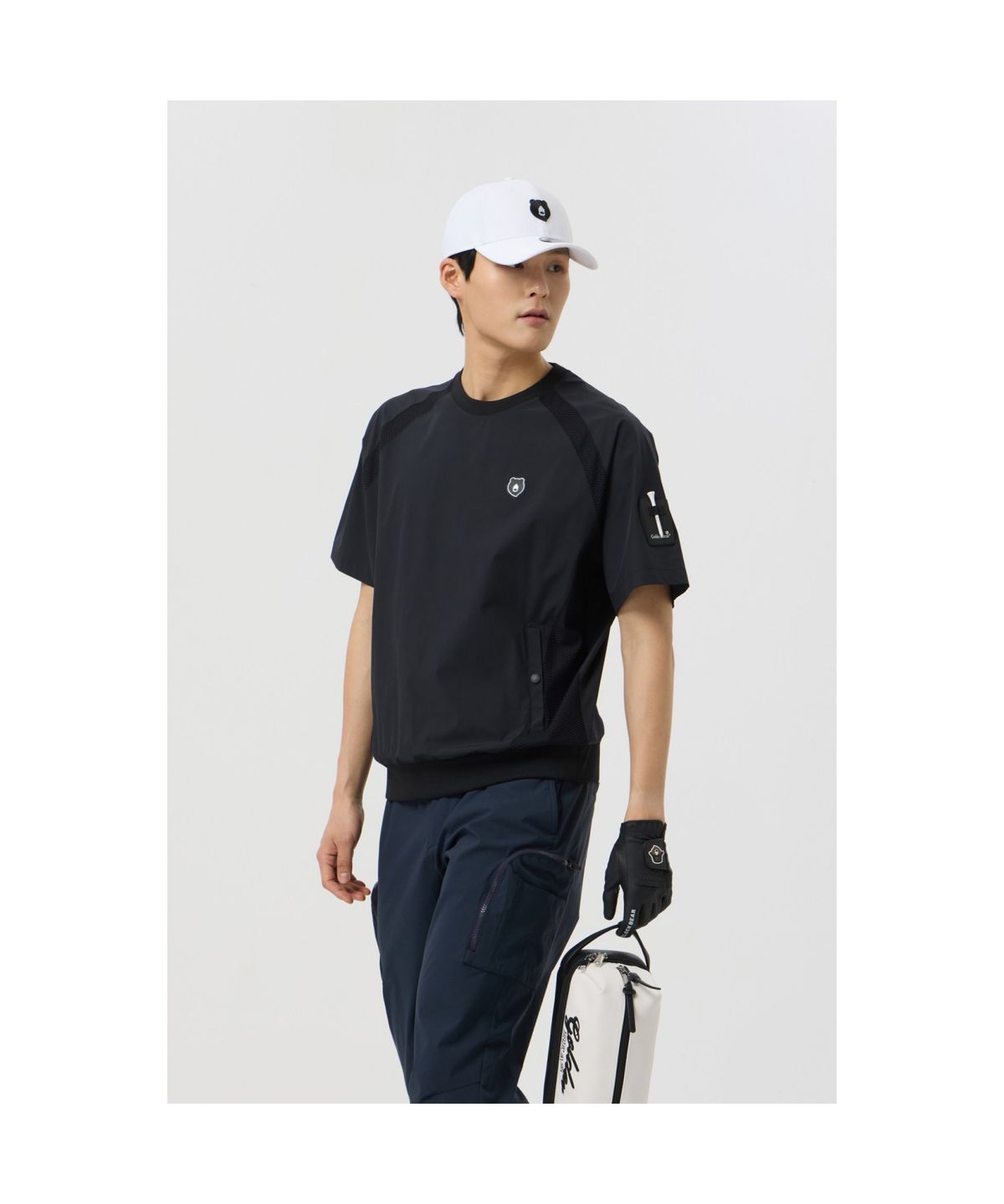 골든베어(GOLDEN BEAR) Stretchable Nylon Crewneck Sweatshirt_G4TAM25221BKX