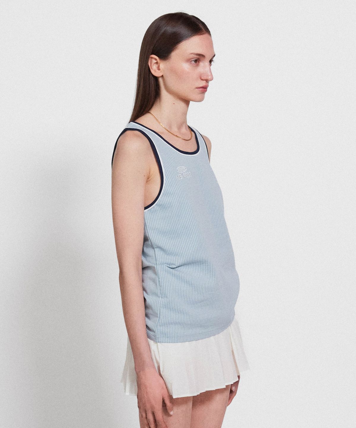 미나수(MENASOO) Stripe Double Binding Sleeveless_Skyblue