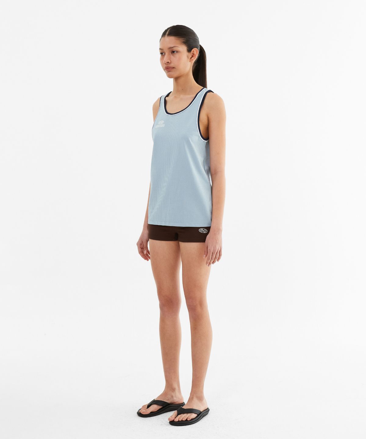 미나수(MENASOO) Stripe Double Binding Sleeveless_Skyblue
