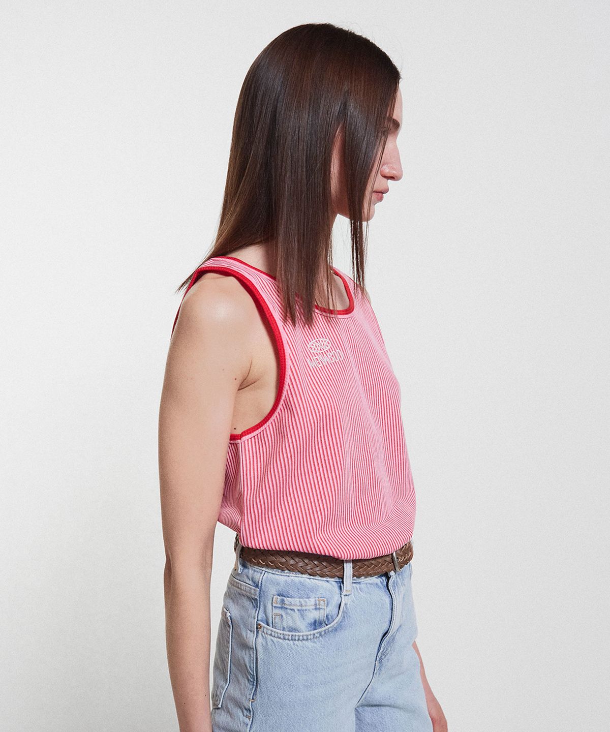 미나수(MENASOO) Stripe Double Binding Sleeveless_Pink