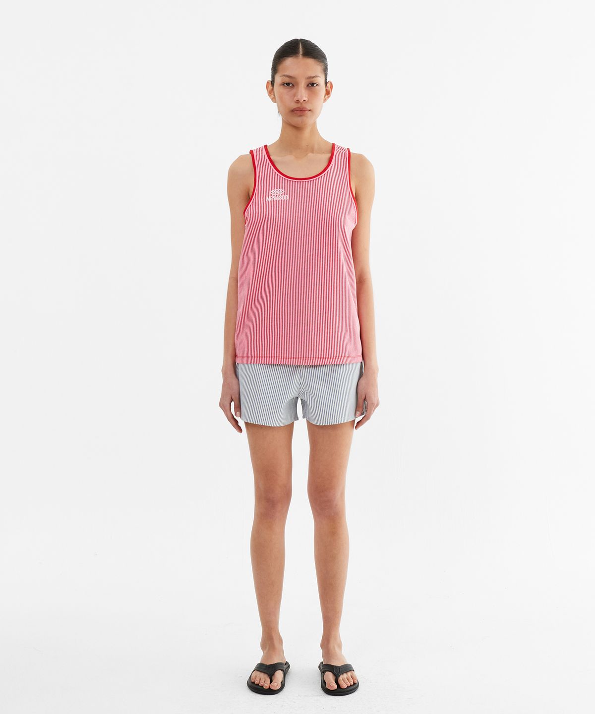 미나수(MENASOO) Stripe Double Binding Sleeveless_Pink