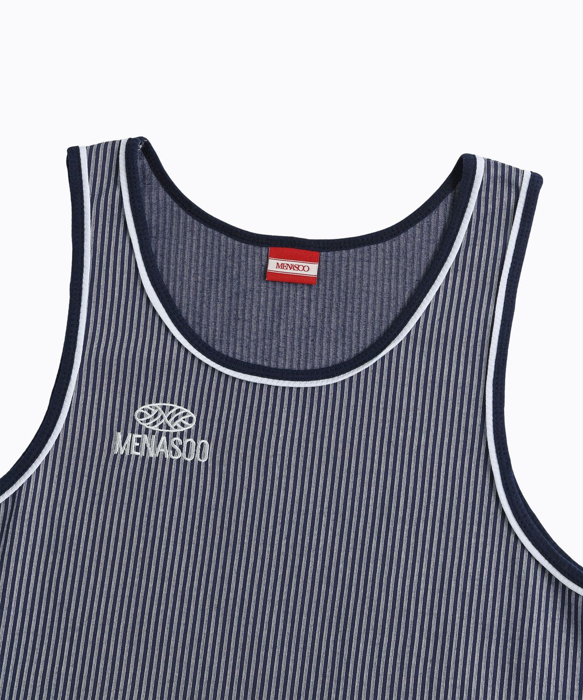 미나수(MENASOO) Stripe Double Binding Sleeveless_Navy