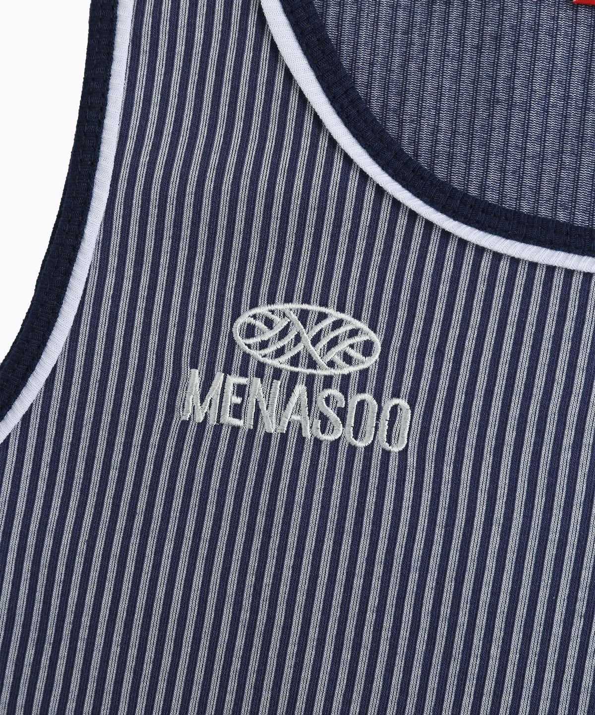 미나수(MENASOO) Stripe Double Binding Sleeveless_Navy