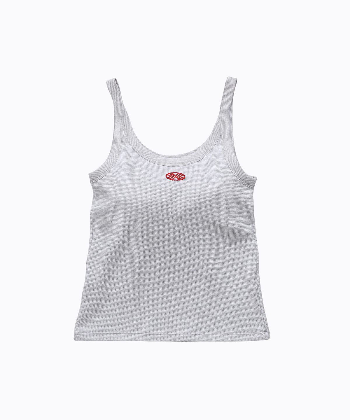 미나수(MENASOO) Track Logo Reversible Waffle Sleeveless_White Melange