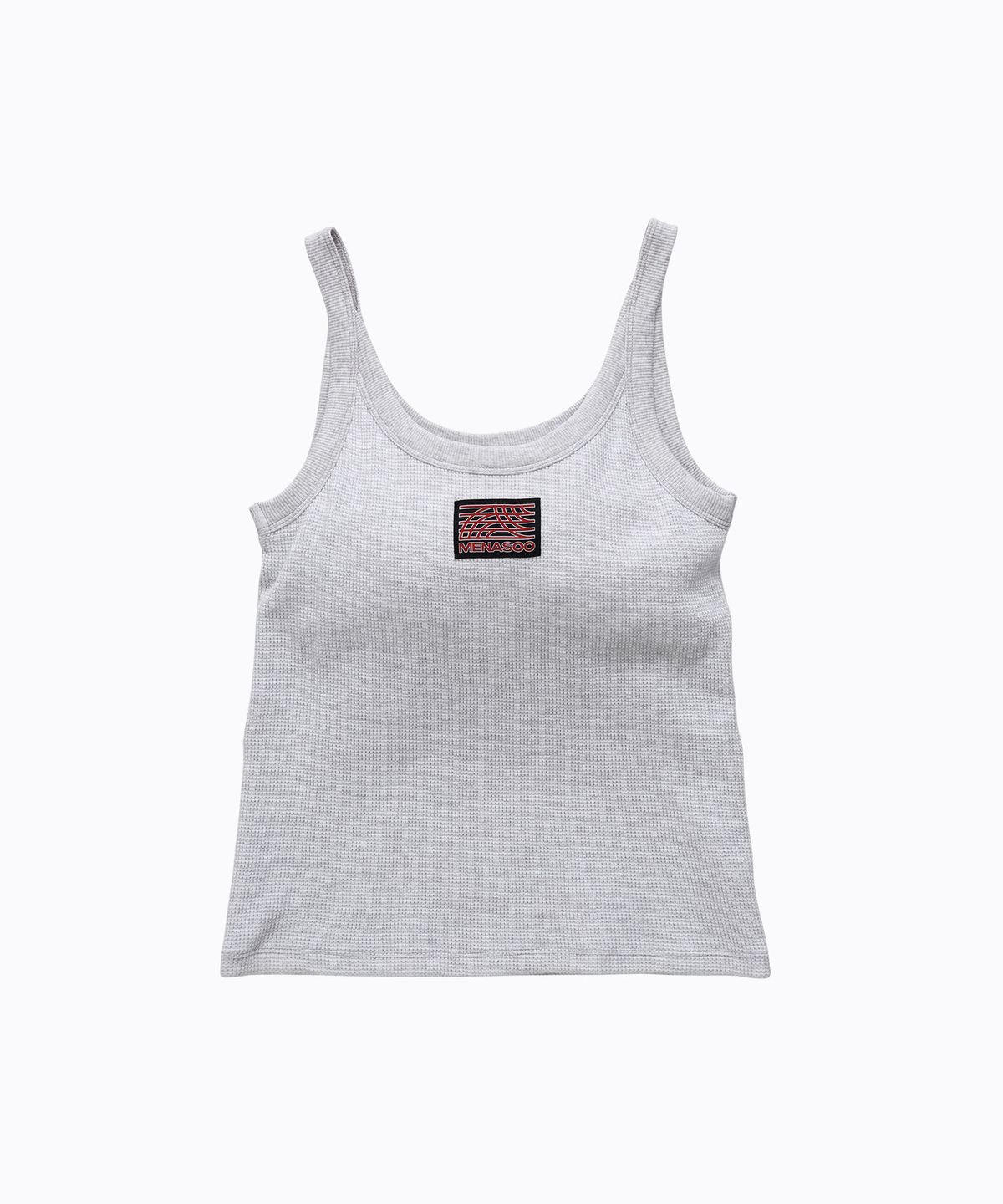 미나수(MENASOO) Track Logo Reversible Waffle Sleeveless_White Melange