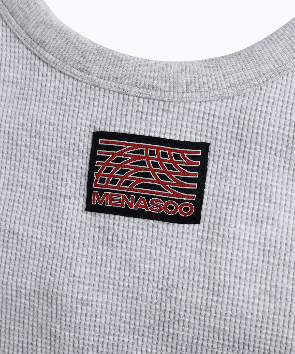 미나수(MENASOO) Track Logo Reversible Waffle Sleeveless_White Melange