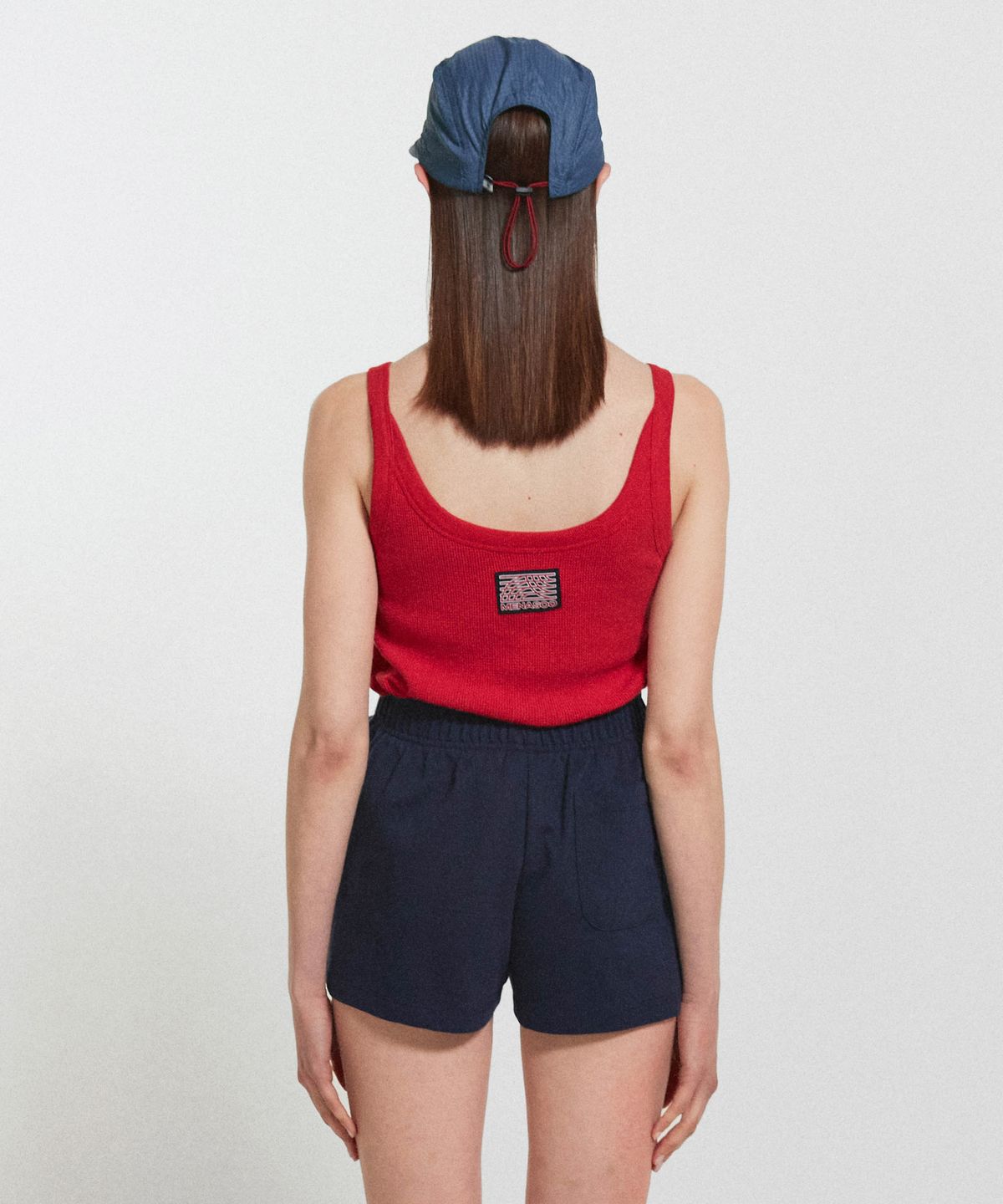 미나수(MENASOO) Track Logo Reversible Waffle Sleeveless_Red