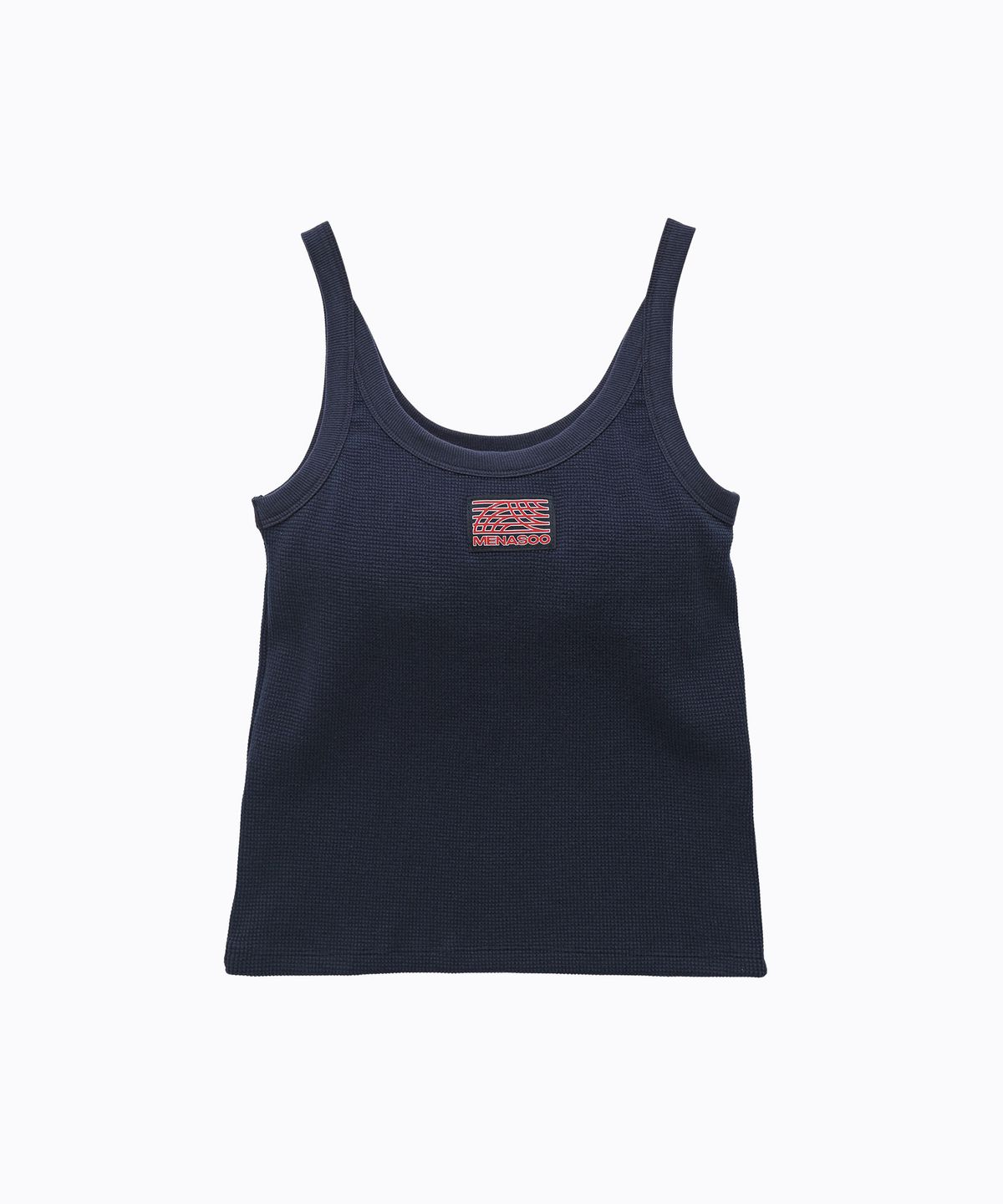 미나수(MENASOO) Track Logo Reversible Waffle Sleeveless_Navy