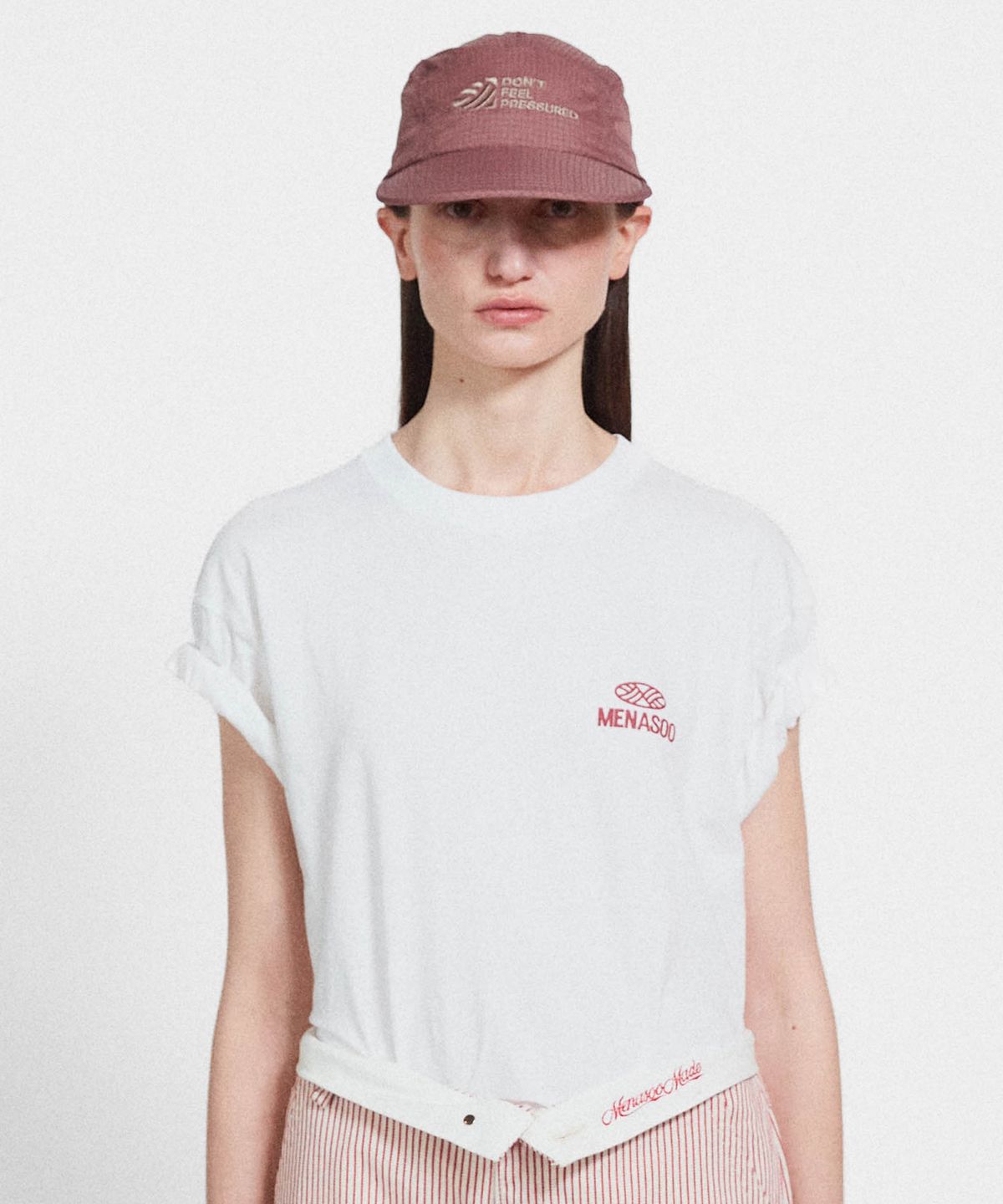 미나수(MENASOO) Twist Track T Shirt_White