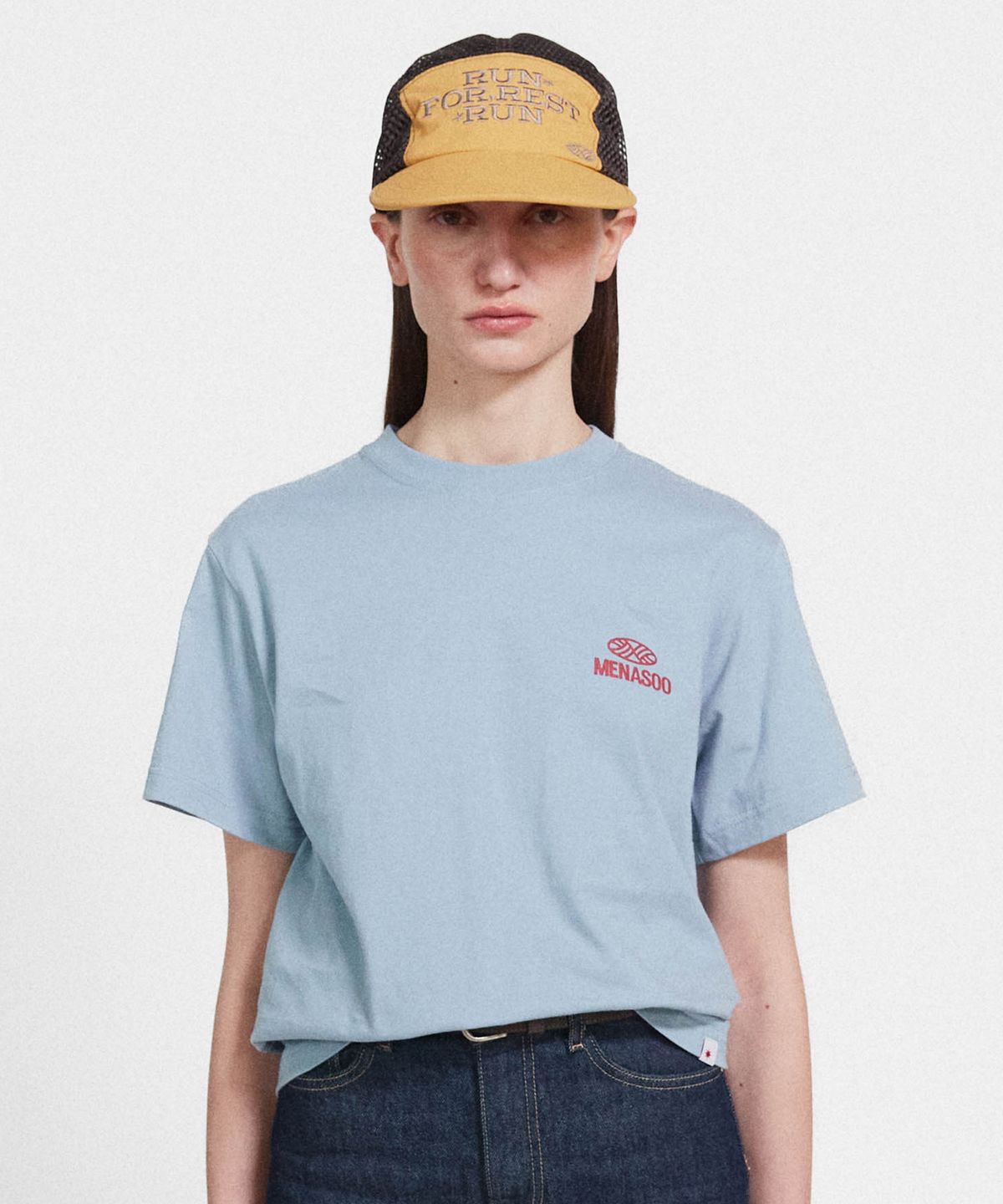 미나수(MENASOO) Twist Track T Shirt_Skyblue