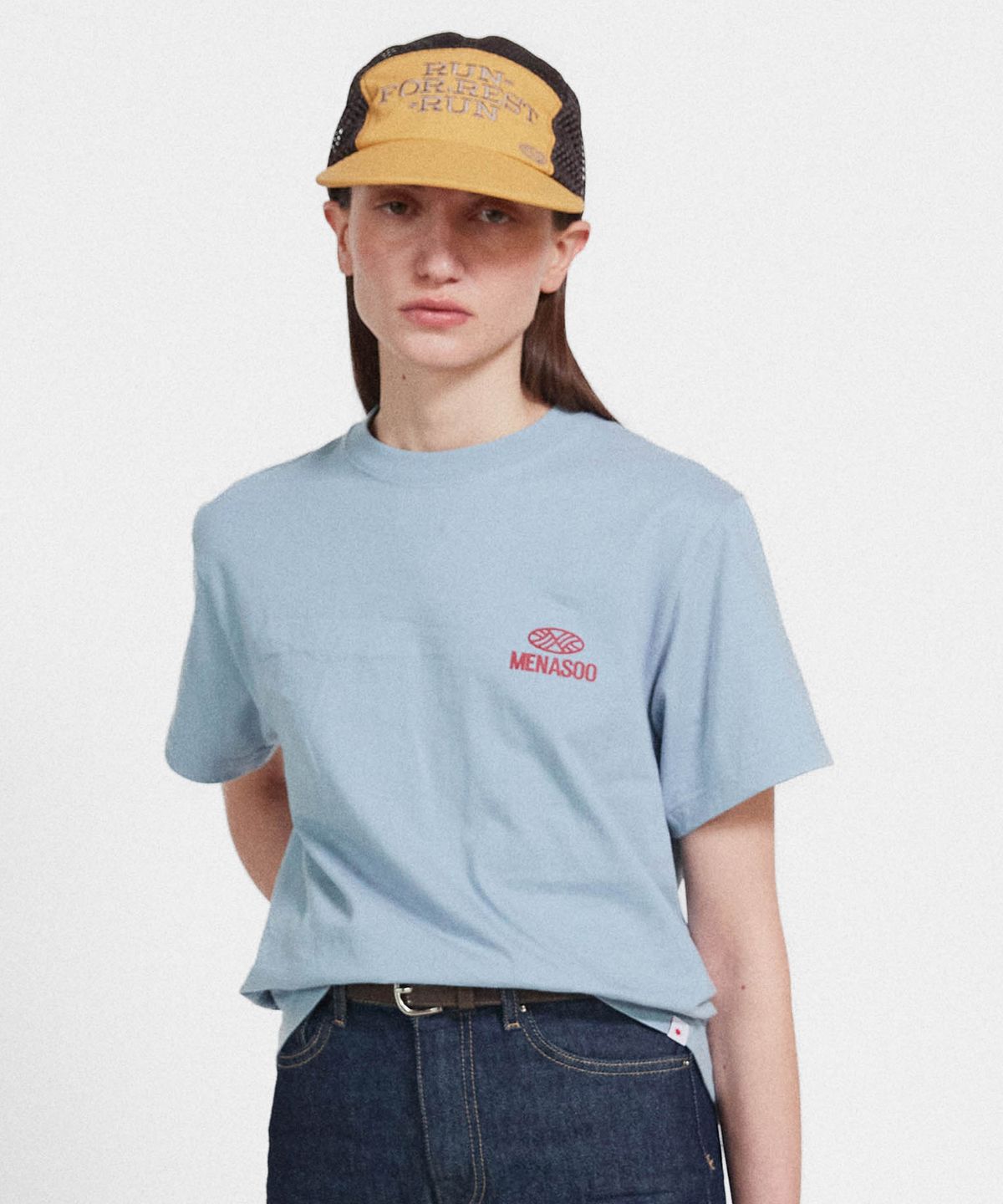 미나수(MENASOO) Twist Track T Shirt_Skyblue
