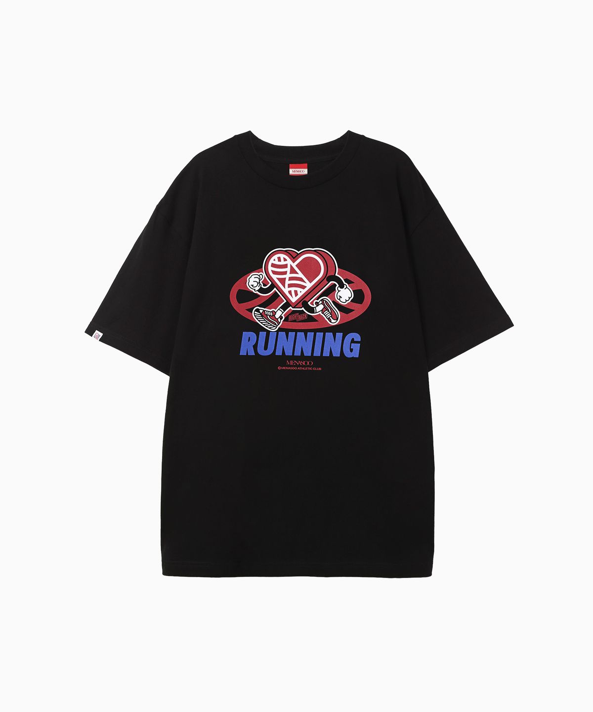 미나수(MENASOO) New Big Hearttrack Graphic T Shirt_Black