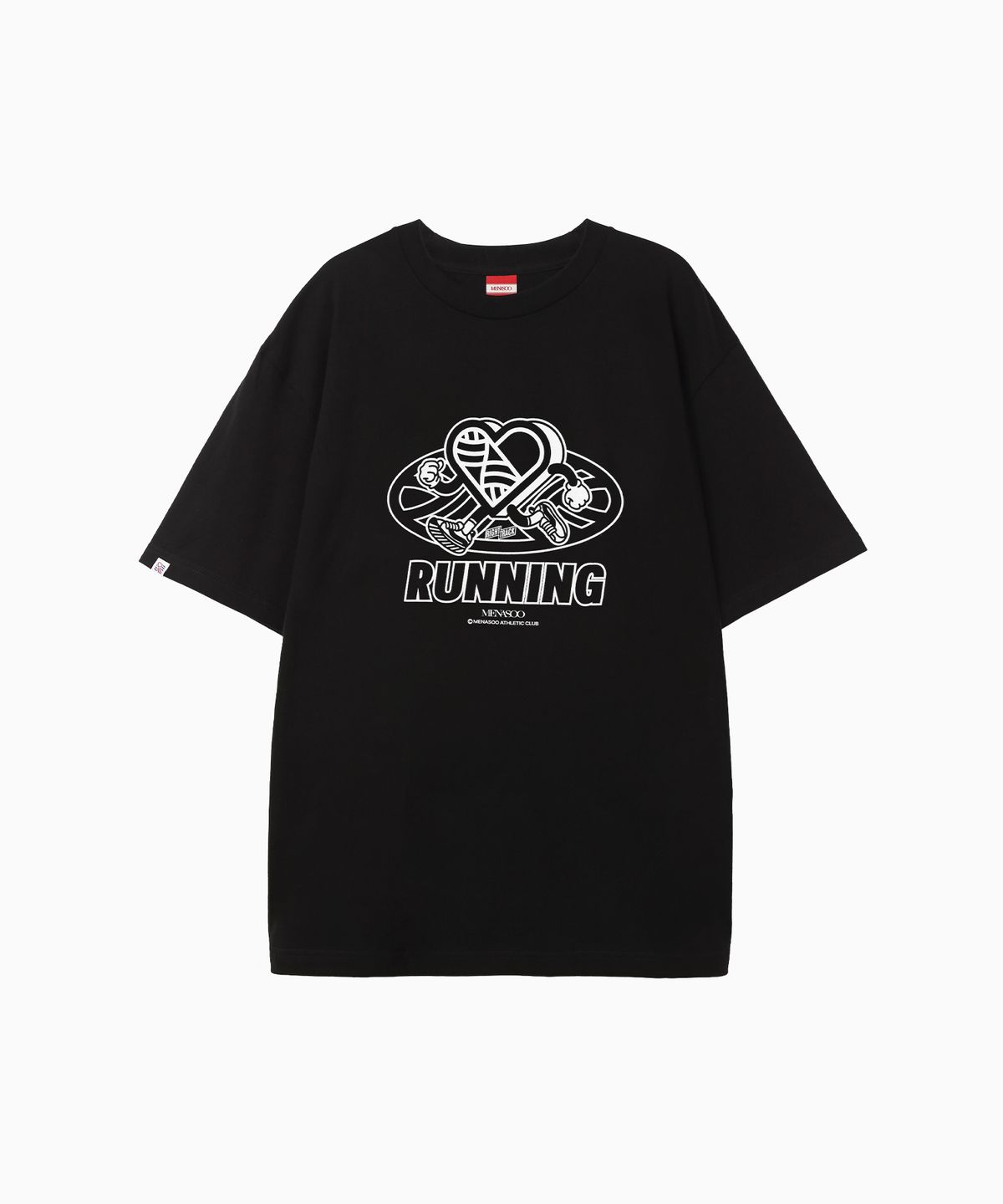 미나수(MENASOO) New Big Hearttrack Graphic T Shirt_Black_W