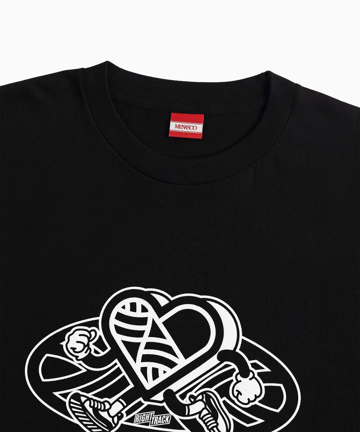 미나수(MENASOO) New Big Hearttrack Graphic T Shirt_Black_W