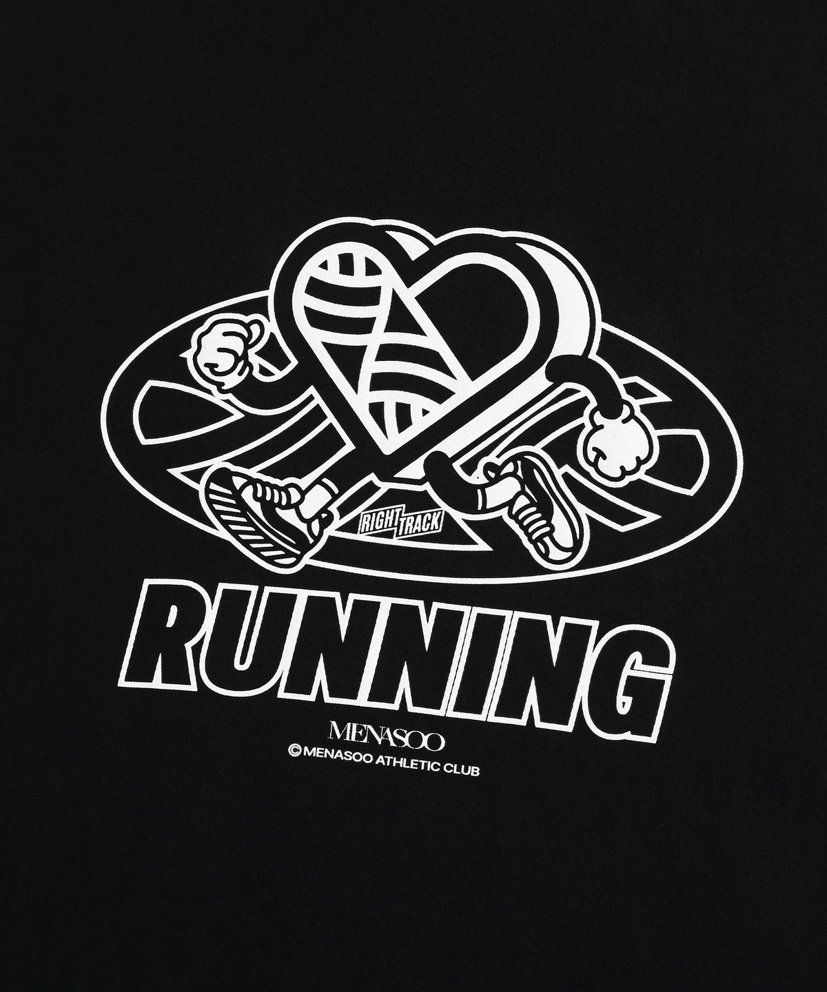 미나수(MENASOO) New Big Hearttrack Graphic T Shirt_Black_W