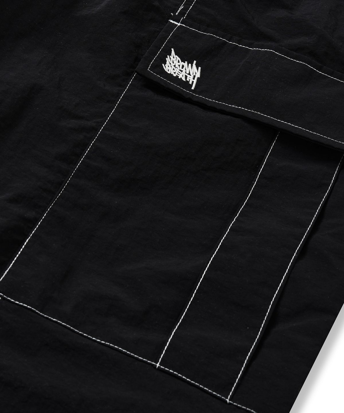 브라운브레스(BROWNBREATH) TAG NYLON STITCH CARGO PANTS - BLACK