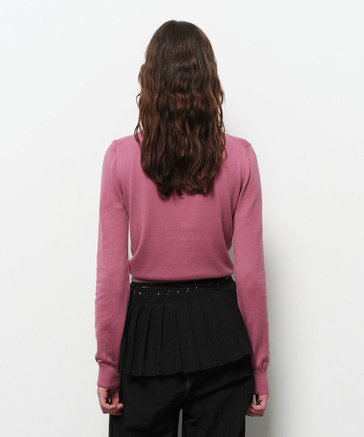다이애그널(DIAGONAL) UNBALANCE BUTTON CARDIGAN (pink)