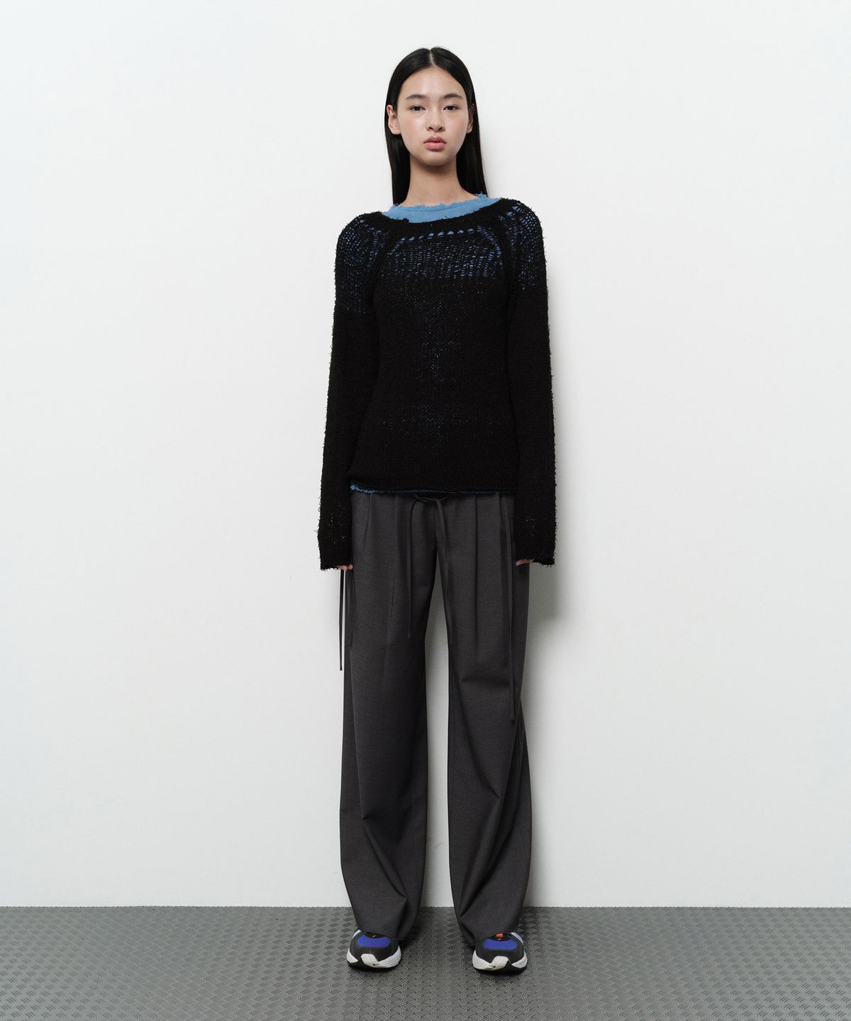 다이애그널(DIAGONAL) NETTING MIXED KNIT (black)