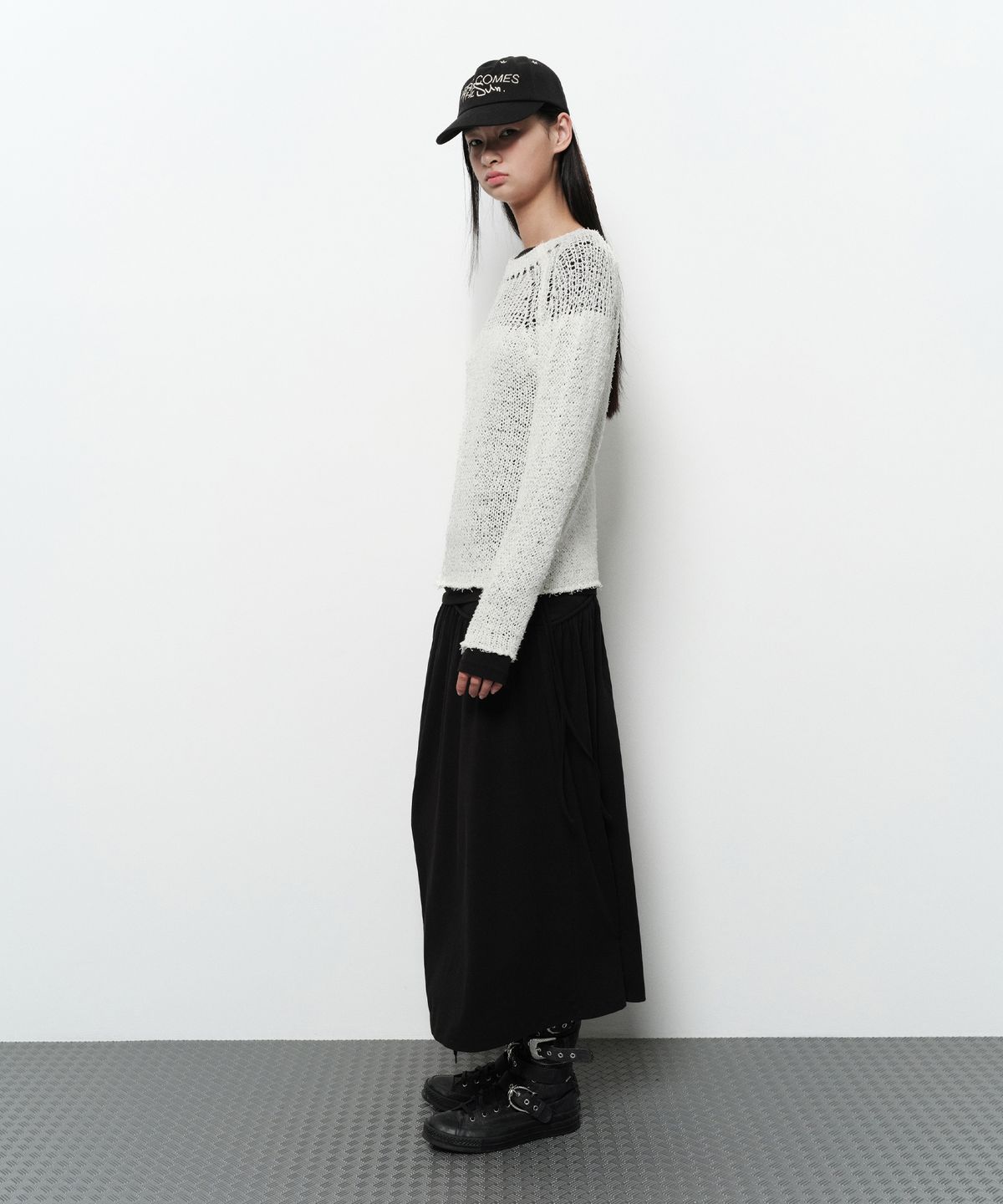 다이애그널(DIAGONAL) NETTING MIXED KNIT (ivory)
