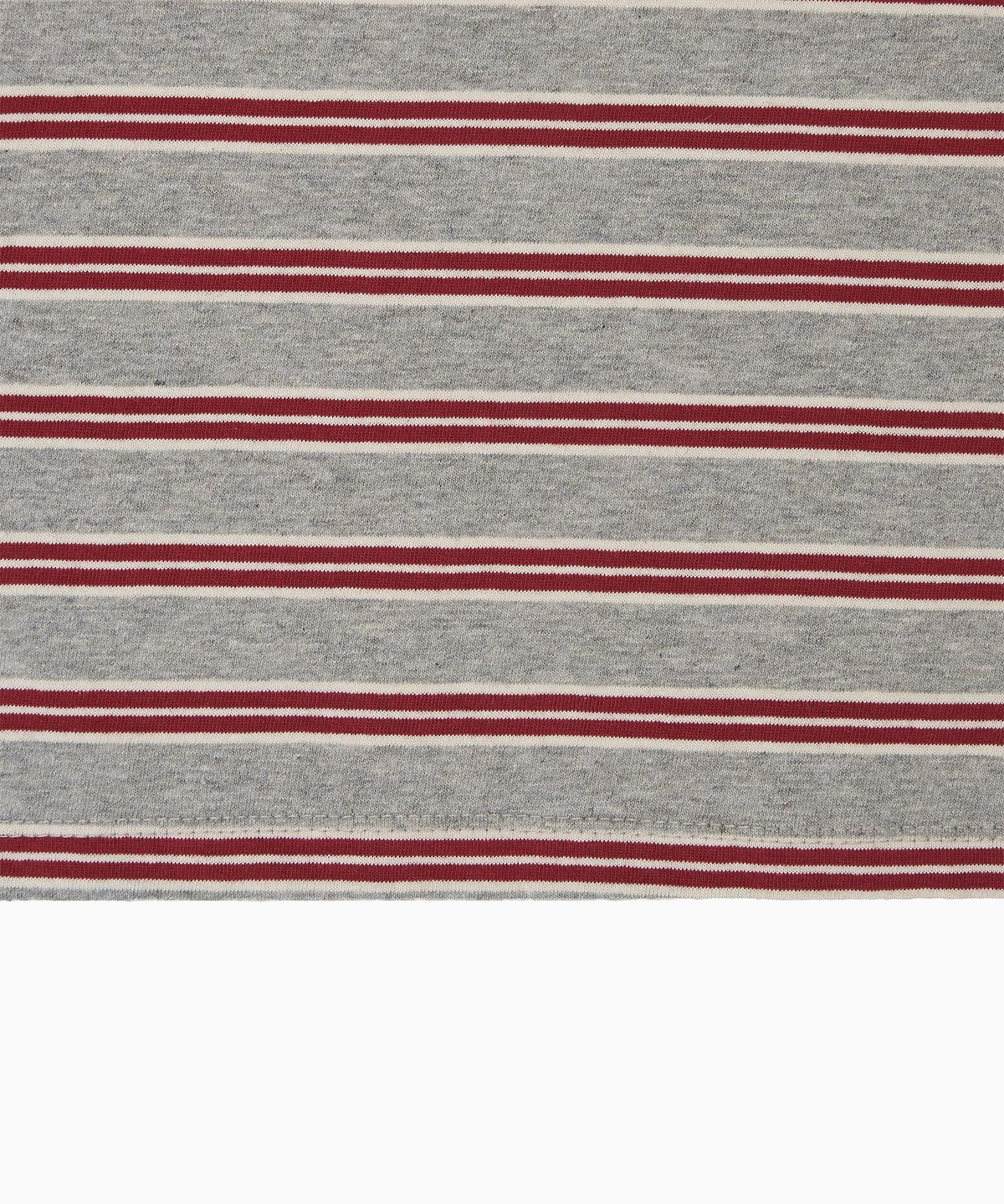 미나수(MENASOO) Multi Stripe Collar T Shirt_Red Gray