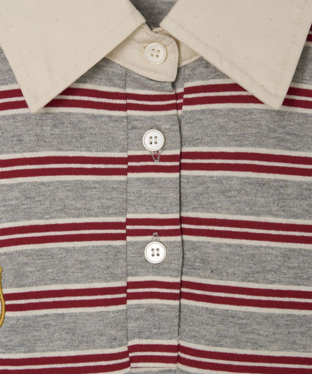 미나수(MENASOO) Multi Stripe Collar T Shirt_Red Gray