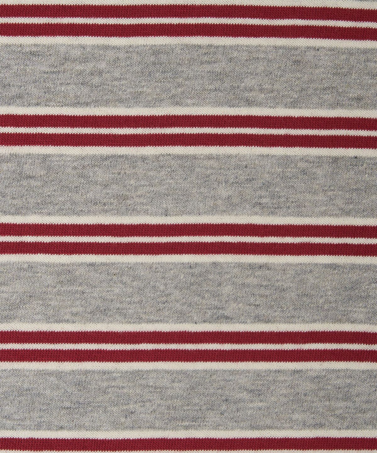 미나수(MENASOO) Multi Stripe Collar T Shirt_Red Gray