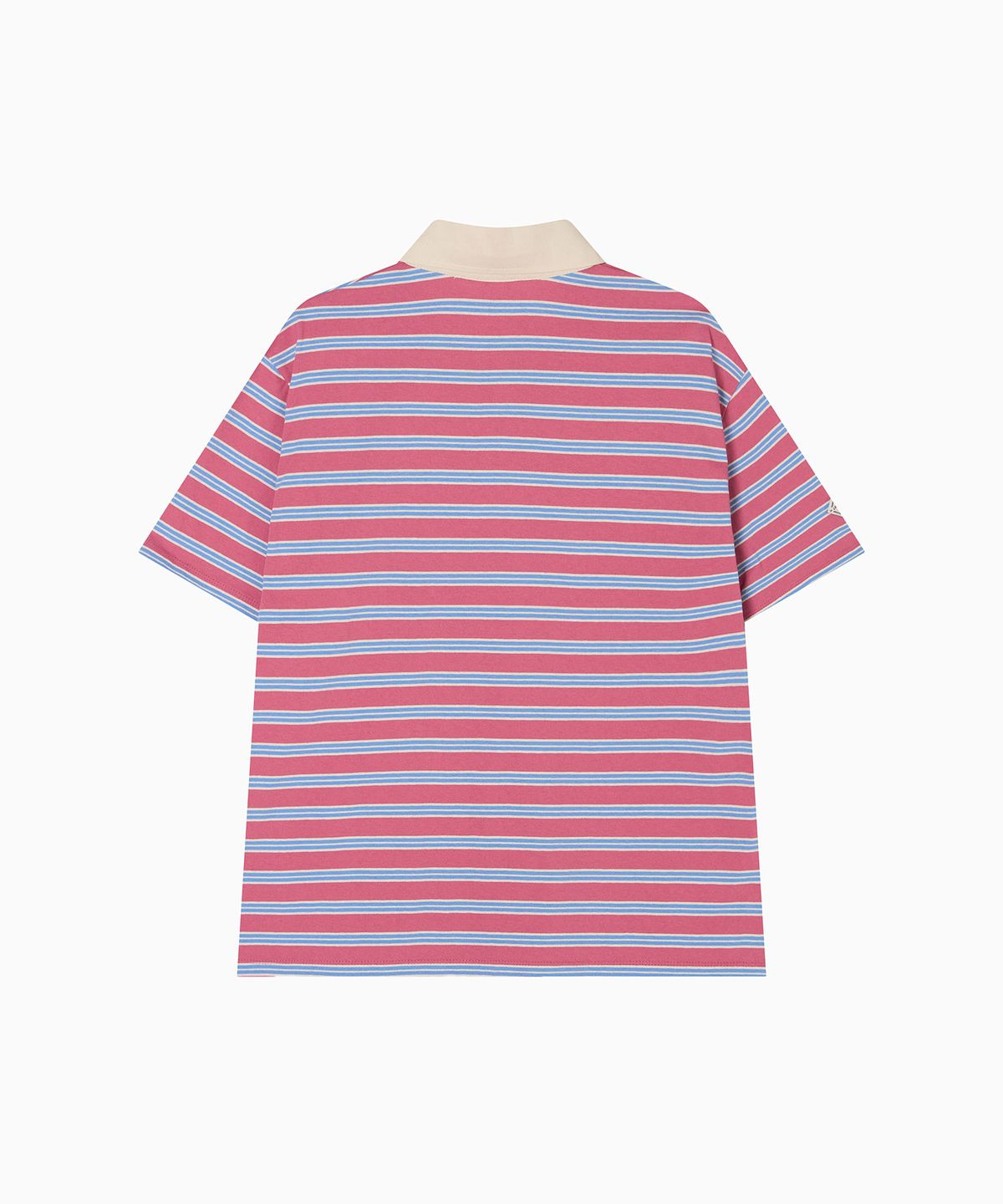 미나수(MENASOO) Multi Stripe Collar T Shirt_Skyblue Pink