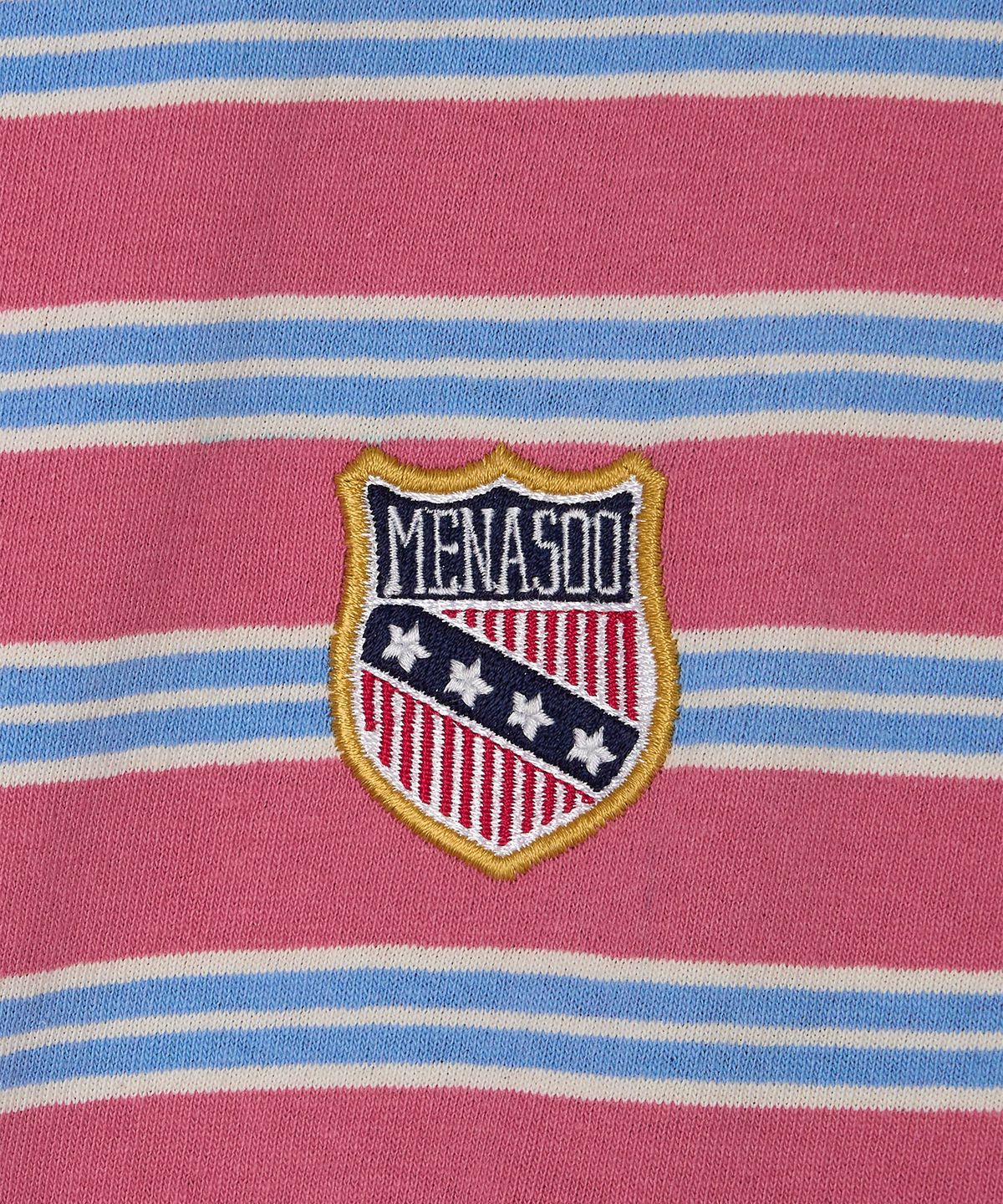 미나수(MENASOO) Multi Stripe Collar T Shirt_Skyblue Pink