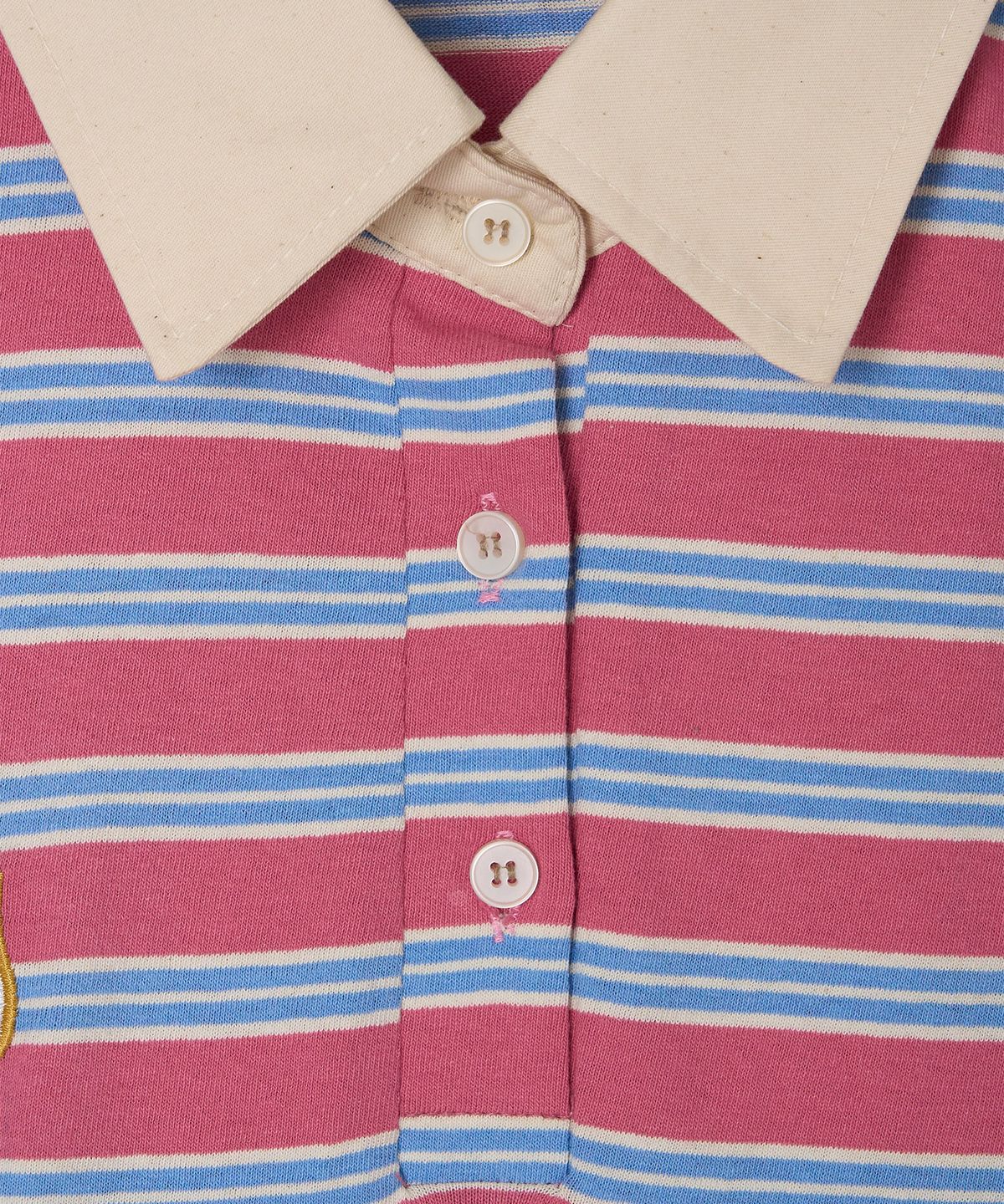 미나수(MENASOO) Multi Stripe Collar T Shirt_Skyblue Pink
