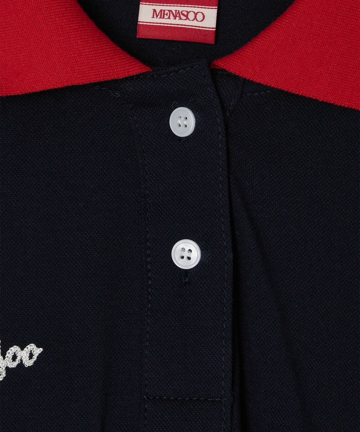 미나수(MENASOO) PK Crop Banding T Shirt_Navy