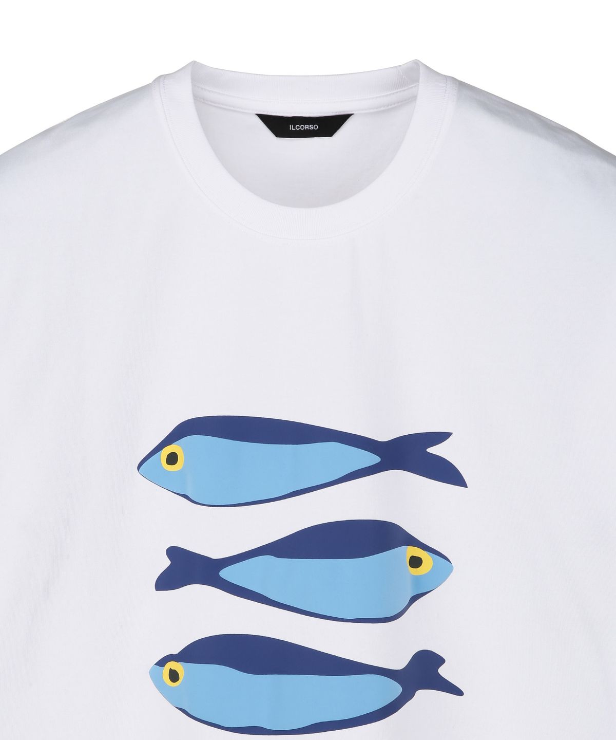 일꼬르소(IL CORSO) THREE MACKEREL 크롭 반팔 티셔츠 화이트 IETS5E410WT