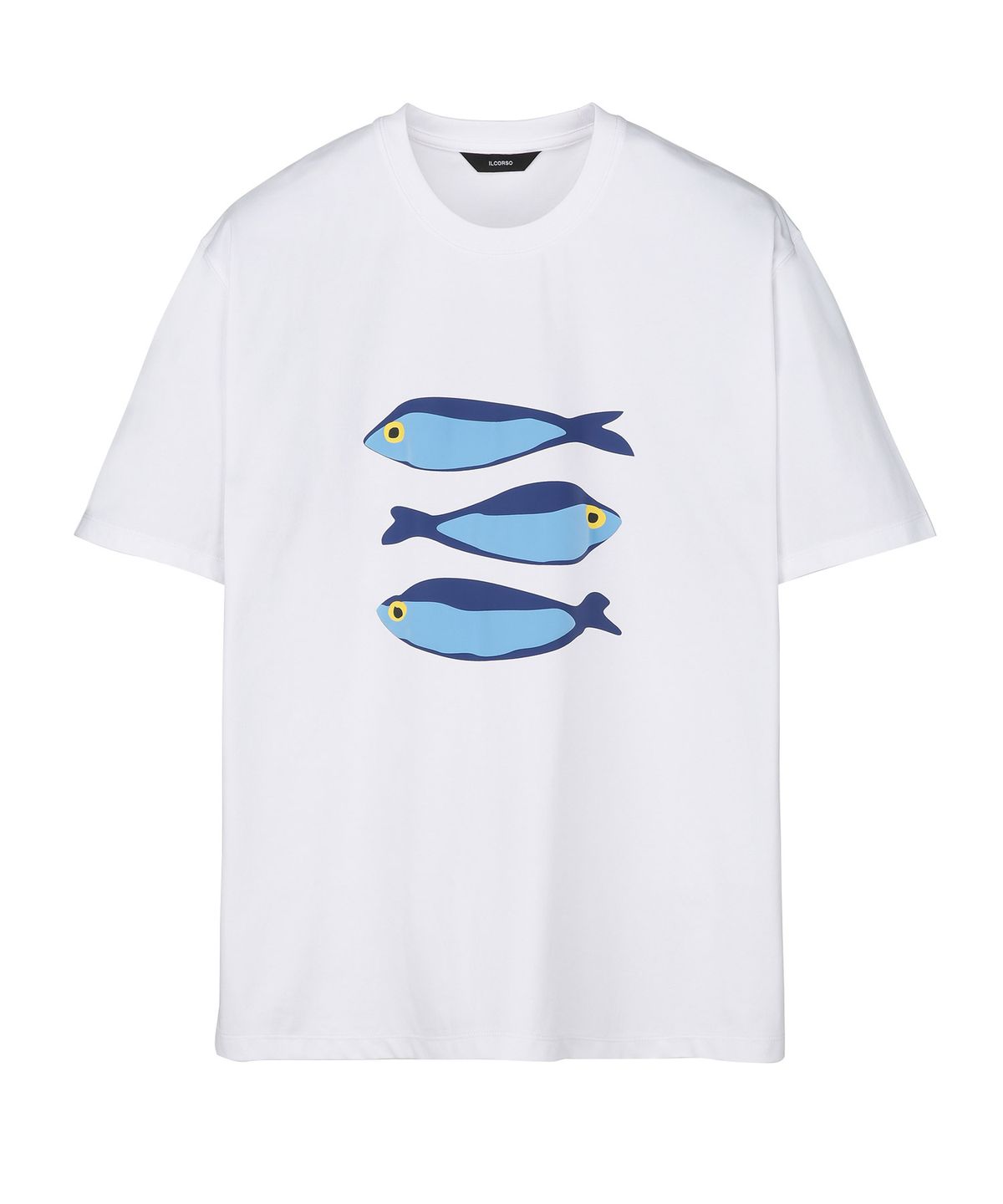 일꼬르소(IL CORSO) THREE MACKEREL 크롭 반팔 티셔츠 화이트 IETS5E410WT