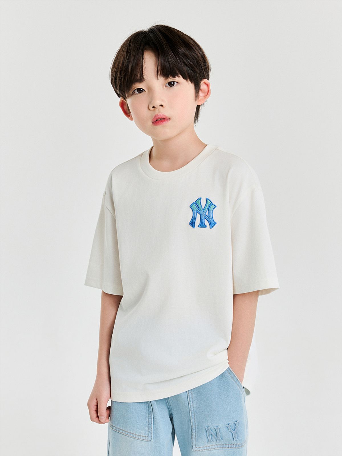 엠엘비 키즈(MLB KIDS) 클래식 모노그램 그라데이션 빅럭스 티셔츠 NY (Cream)