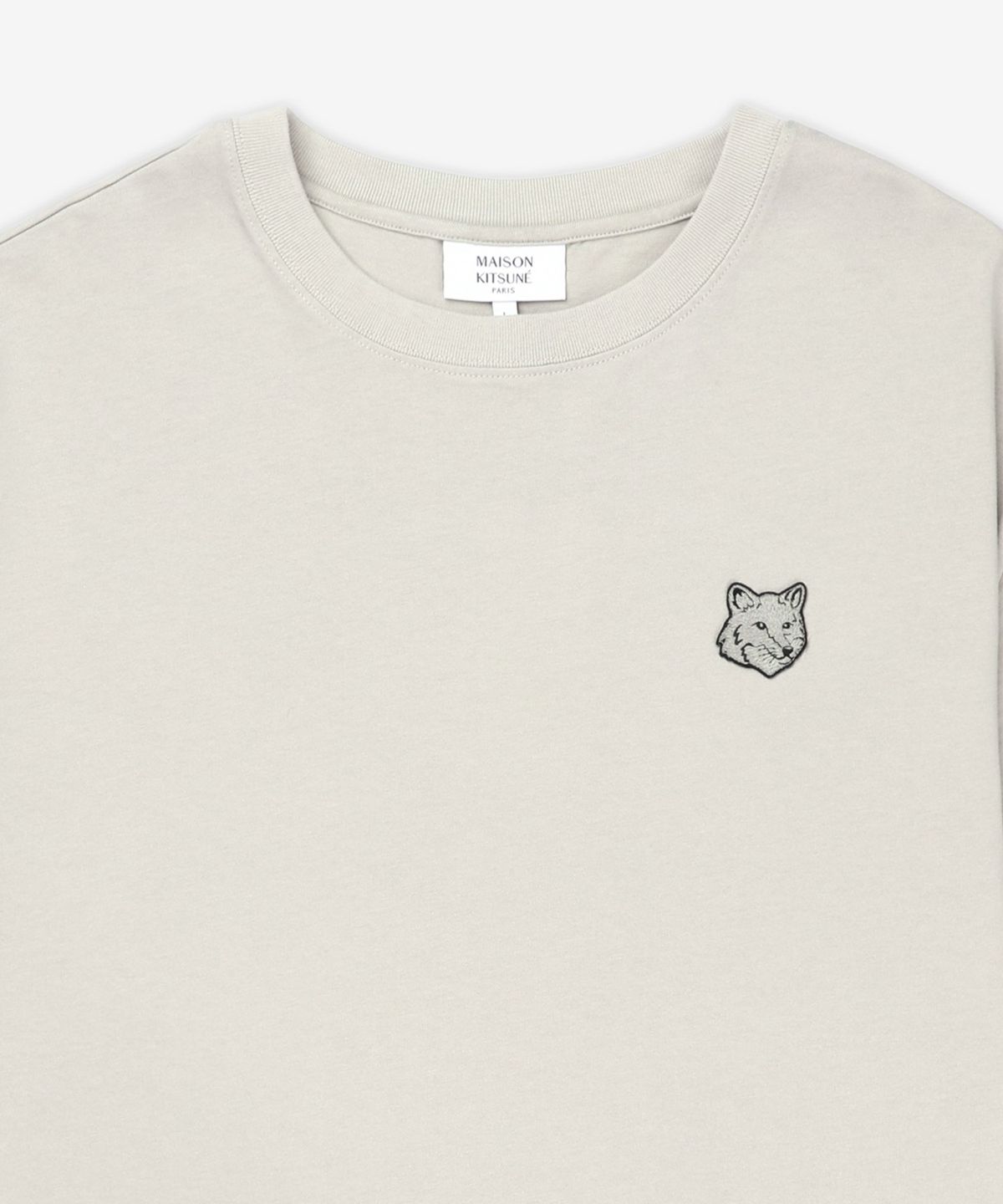 메종 키츠네(MAISON KITSUNE) 볼드 폭스 헤드 패치 오버사이즈 반소매 티셔츠 - 트러플 / LM00107KJ01190119