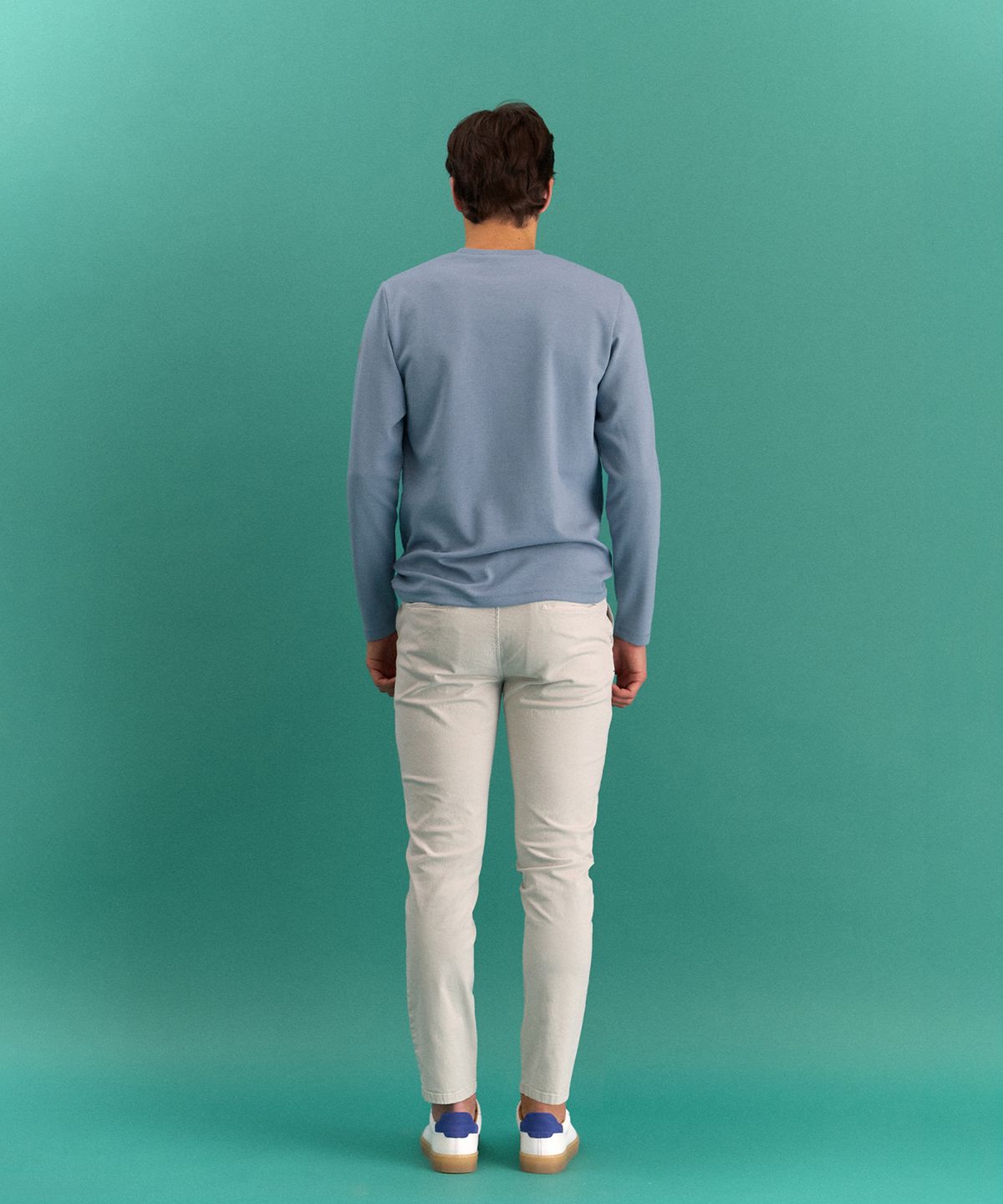 빠니깔레(PANICALE) 블루 코튼 스판 로고 티셔츠