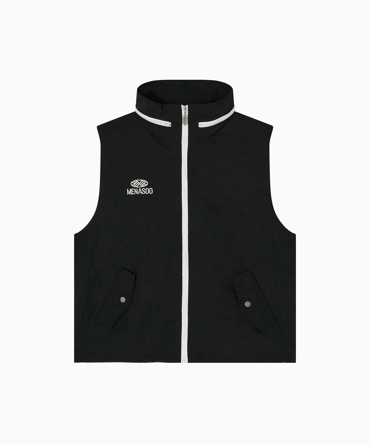 미나수(MENASOO) Highneck Hood Vest_Black