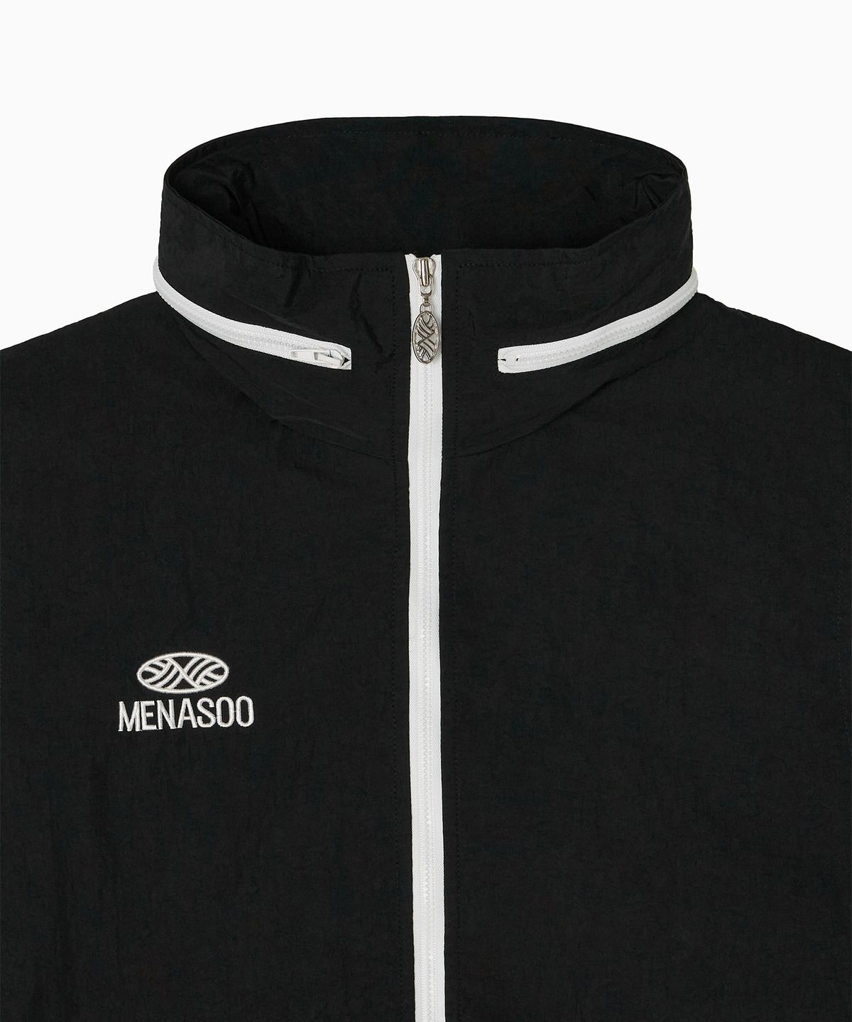 미나수(MENASOO) Highneck Hood Vest_Black
