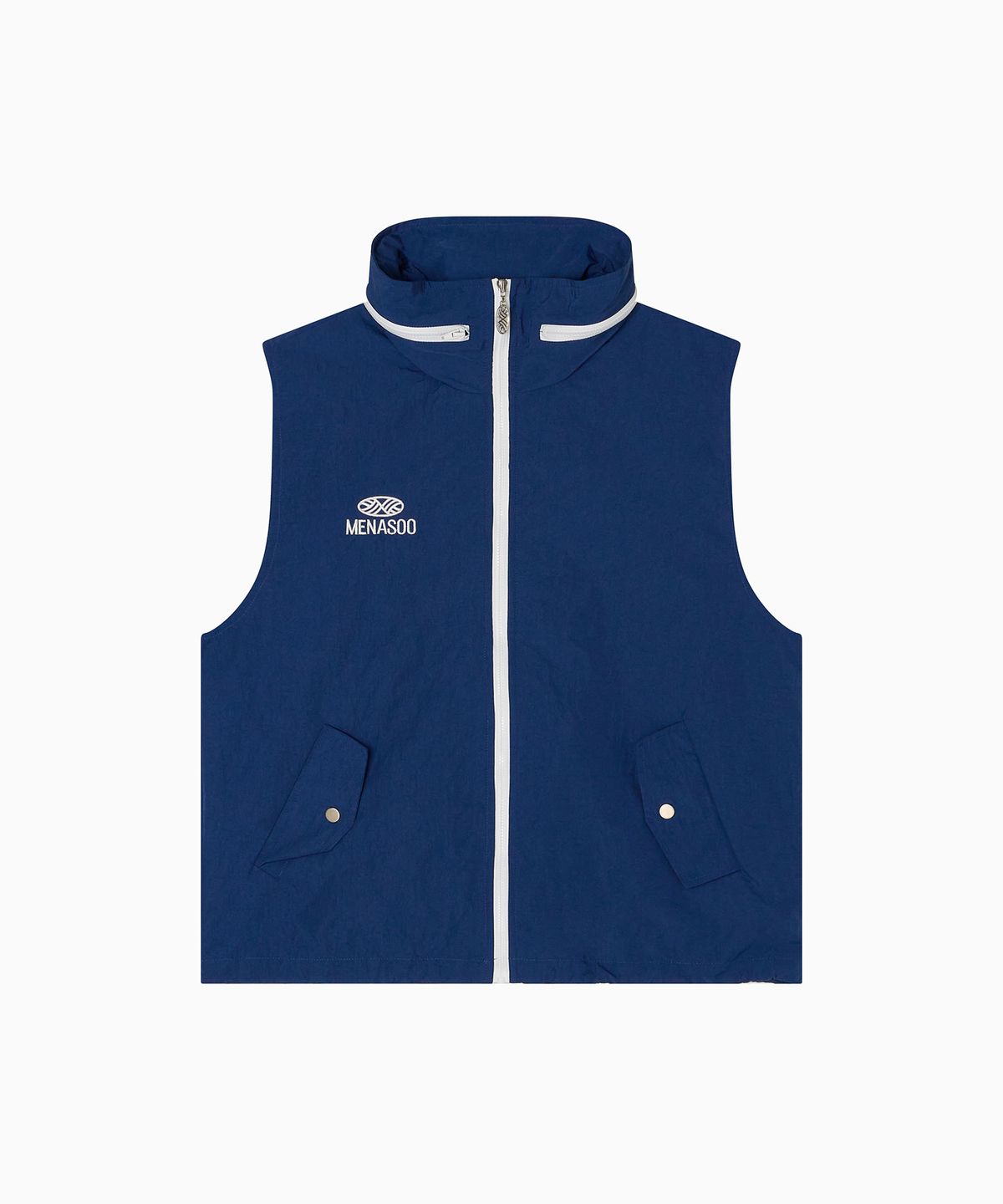 미나수(MENASOO) Highneck Hood Vest_Navy