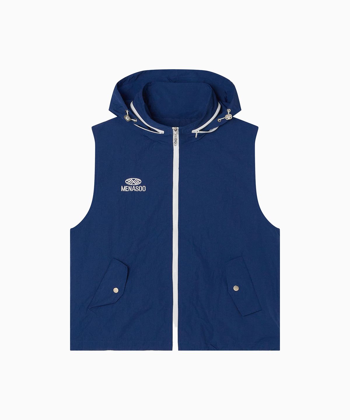 미나수(MENASOO) Highneck Hood Vest_Navy