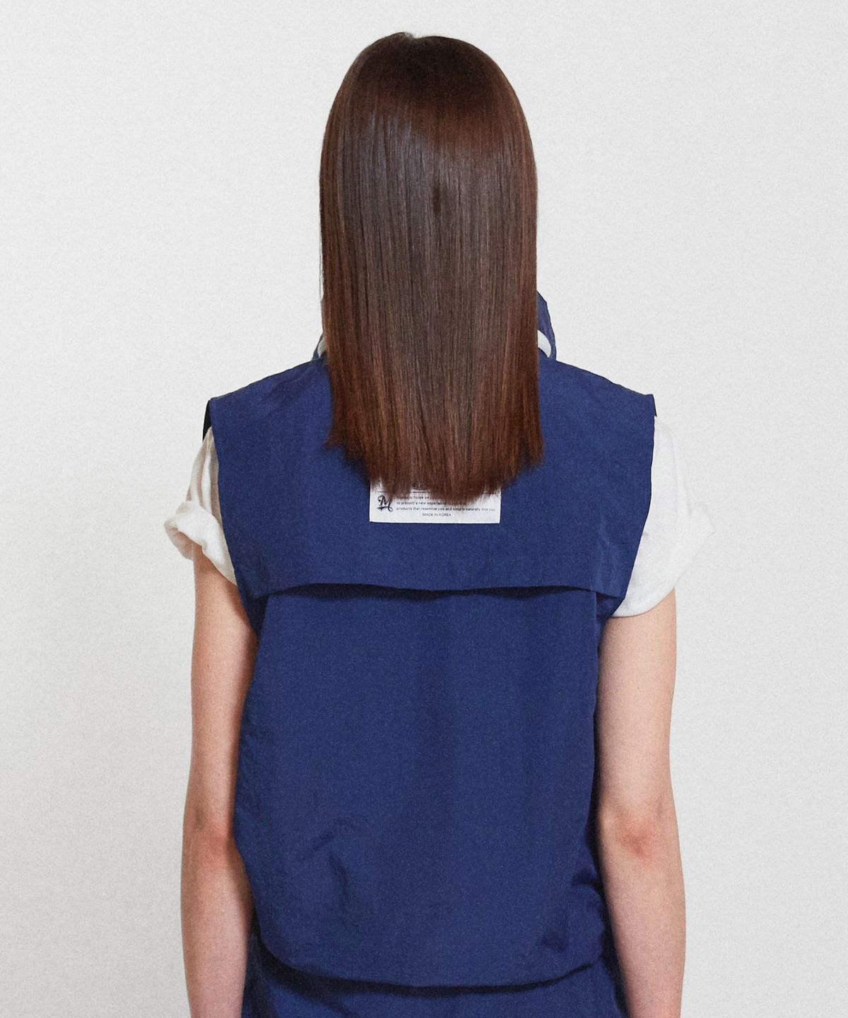미나수(MENASOO) Highneck Hood Vest_Navy