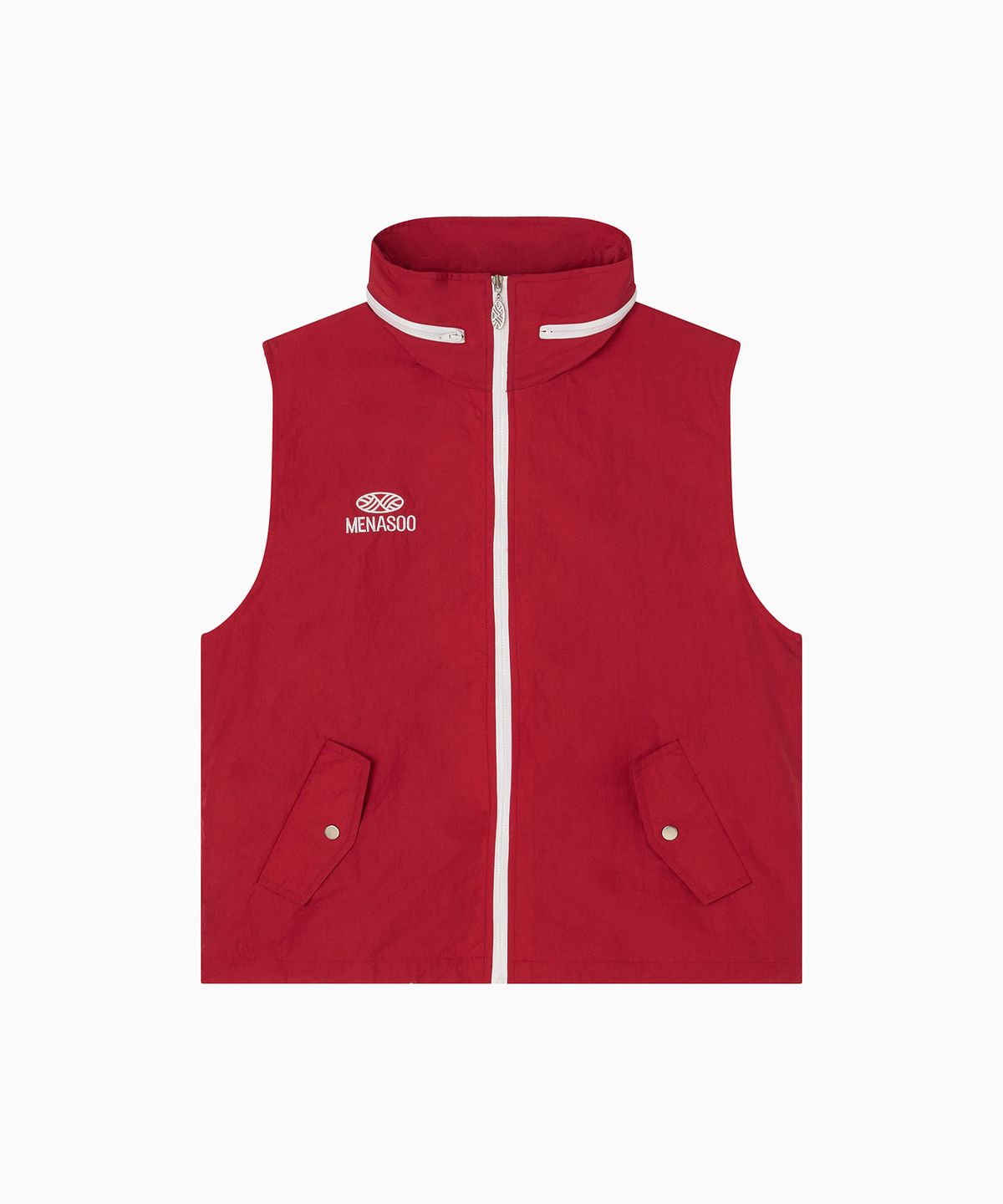 미나수(MENASOO) Highneck Hood Vest_Red