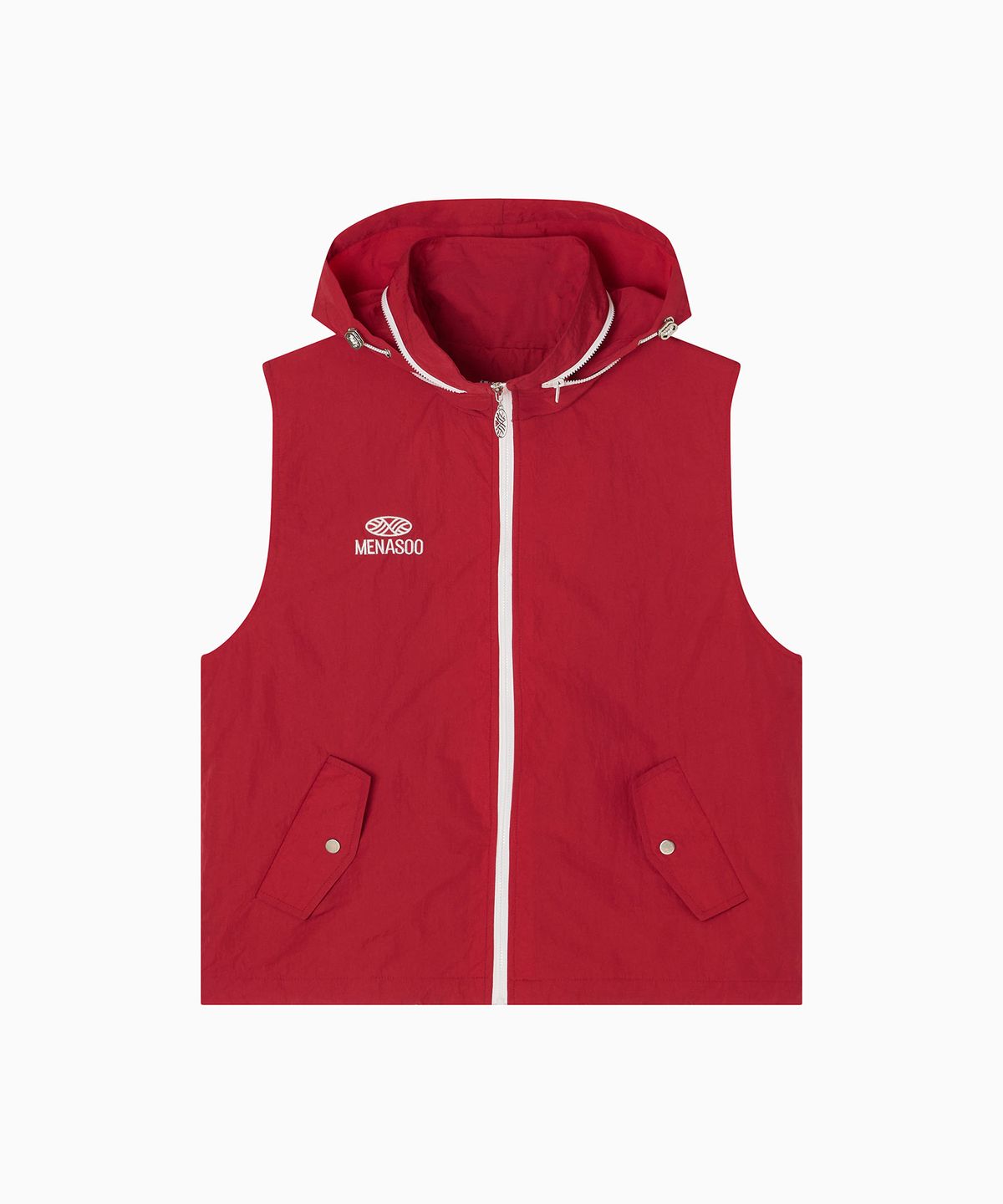 미나수(MENASOO) Highneck Hood Vest_Red